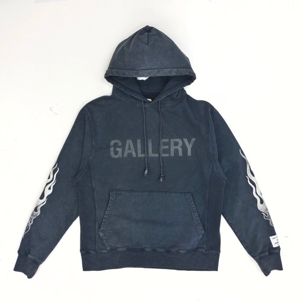 Gallery Black Hoodie With Flame Sleeves